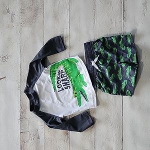 Simple Joy's by Carters boys 2pc  Alligator Swim outfit size 12m white/grey